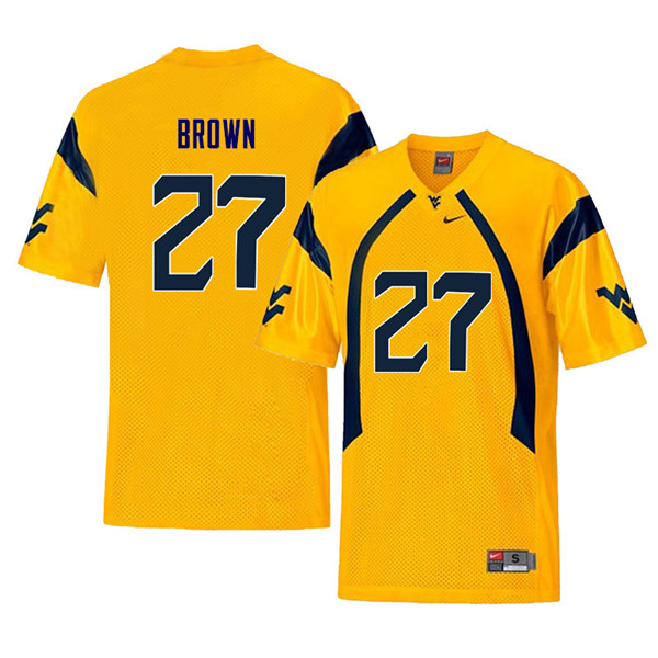 NCAA Men's E.J. Brown West Virginia Mountaineers Yellow #27 Nike Stitched Football College Retro Authentic Jersey GL23L41QW